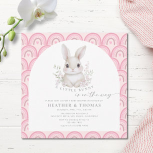 A Little Bunny Pink Rainbow Baby Shower Invitation