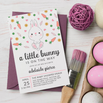 A Little Bunny Spring Girl Baby Shower Invitation by Paperpaperpaper at Zazzle