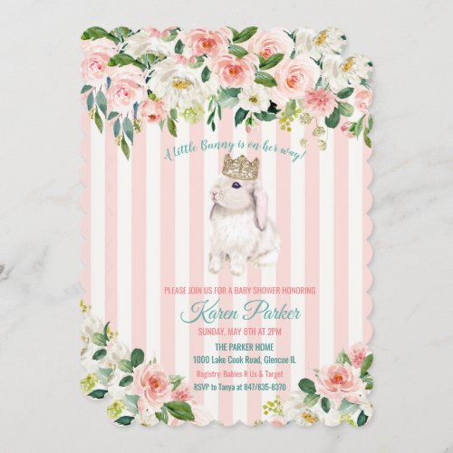 A Little Bunny Watercolor Baby Shower Invitation