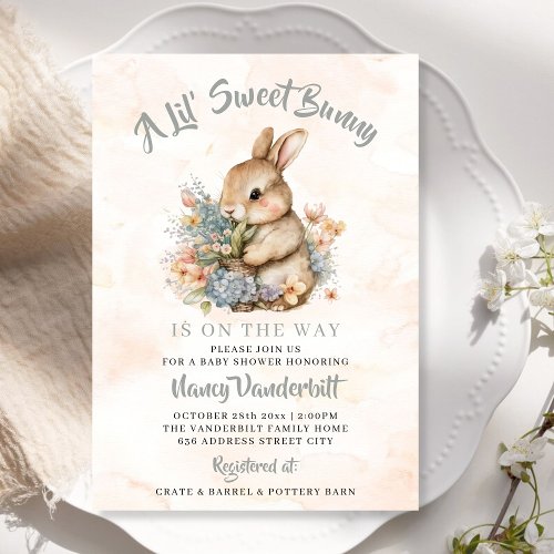A Little Bunny Wildflower Baby Shower Invitation