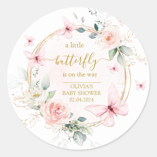 A little butterfly baby shower  classic round sticker