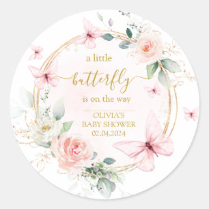 A little butterfly baby shower classic round sticker