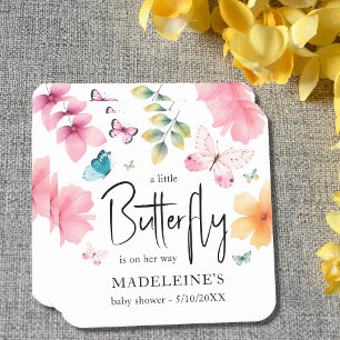 A Little Butterfly Baby Shower Coaster