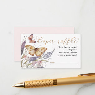 A Little Butterfly Baby Shower Diaper Raffle Enclosure Card