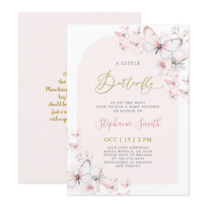 A Little Butterfly Baby Shower Girl Invitation