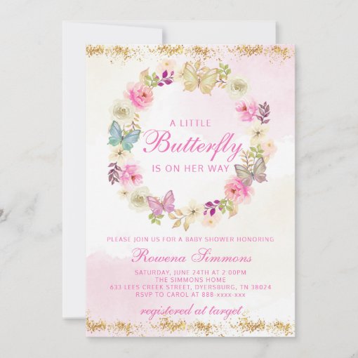 A Little Butterfly Baby Shower Invitation | Zazzle