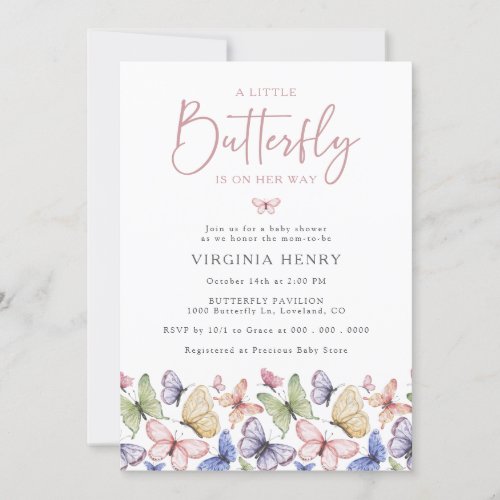 A Little Butterfly Baby Shower Invitation