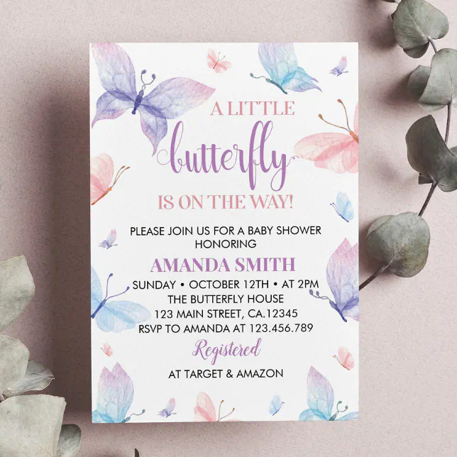 A Little Butterfly Baby Shower Invitation Zazzle