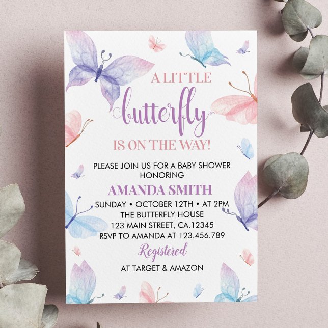 A Little Butterfly Baby Shower Invitation  (Creator Uploaded)