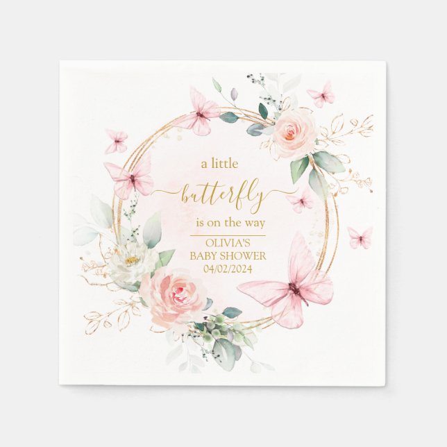 A little butterfly baby shower  napkins (Front)