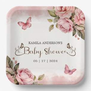 A Little Butterfly Baby Shower Paper Plates