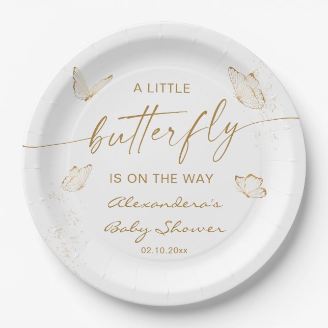 A Little Butterfly Baby Shower Paper Plates (Front)