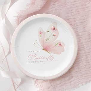 A Little Butterfly Baby Shower Paper Plates
