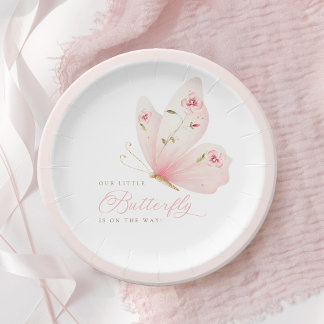 A Little Butterfly Baby Shower Paper Plates