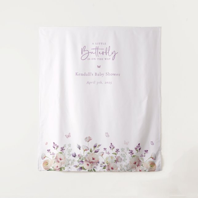 A Little Butterfly Baby Shower Photo Backdrop (Front)