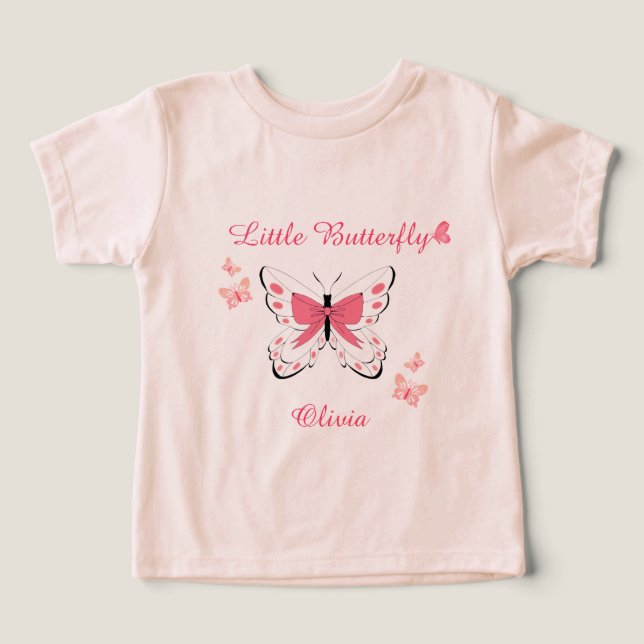 A Little Butterfly Baby Shower Pink Baby Girl  Toddler T-shirt (Design Front)