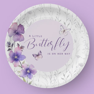 A Little Butterfly Baby Shower Purple Boho Paper Plates