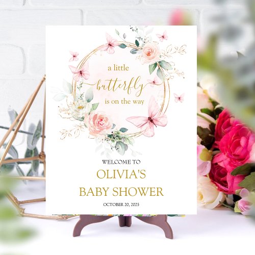 A little butterfly baby shower welcome sign