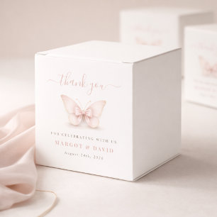 A Little Butterfly Blush Pink Bow Baby Shower Favor Boxes