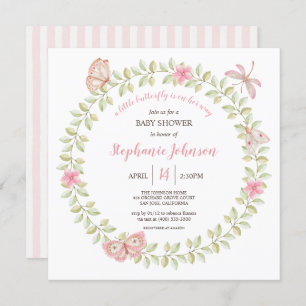 A Little Butterfly Boho Cottagecore Baby Shower Invitation