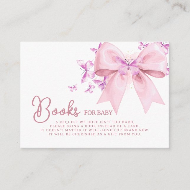 A Little Butterfly Bow Baby Shower  Enclosure Card (Front)
