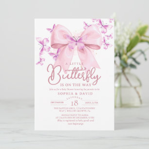 A Little Butterfly Bow Baby Shower Invitation