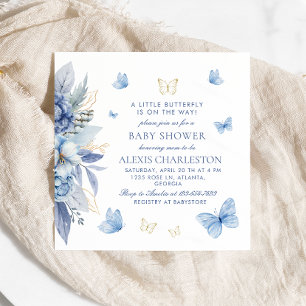 A Little Butterfly Boy Baby Shower Invitation