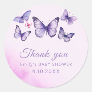 A little butterfly cute Baby Shower Thank You Classic Round Sticker