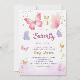 A Little Butterfly cute Boho pink Girl Baby Shower Invitation
