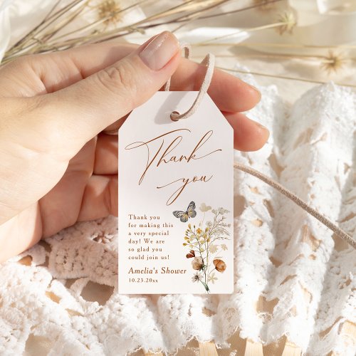 A Little Butterfly Elegant Wildflower Baby Shower Gift Tags