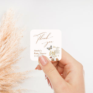 A Little Butterfly Elegant Wildflower Baby Shower Square Sticker