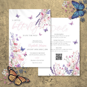 A Little Butterfly Floral Baby Shower All In One Invitation