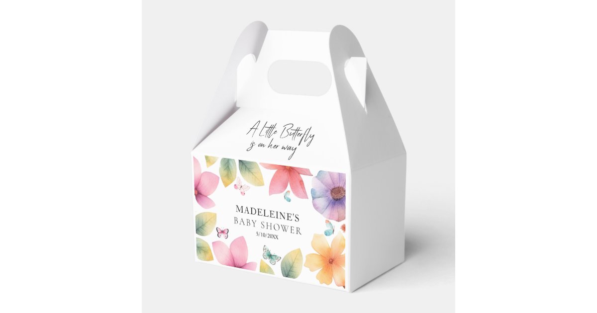A Little Butterfly Floral Baby Shower Favor Box Zazzle
