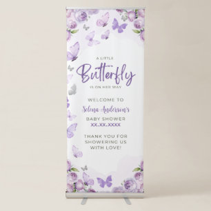 A Little Butterfly Floral Baby Shower Welcome Retractable Banner