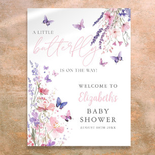 A Little Butterfly Floral Baby Shower Welcome Sign