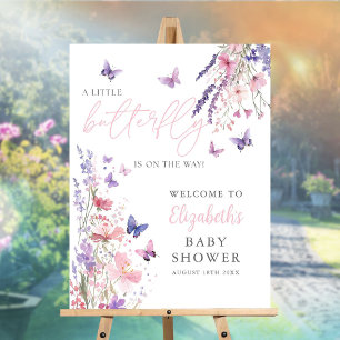 A Little Butterfly Floral Baby Shower Welcome Sign