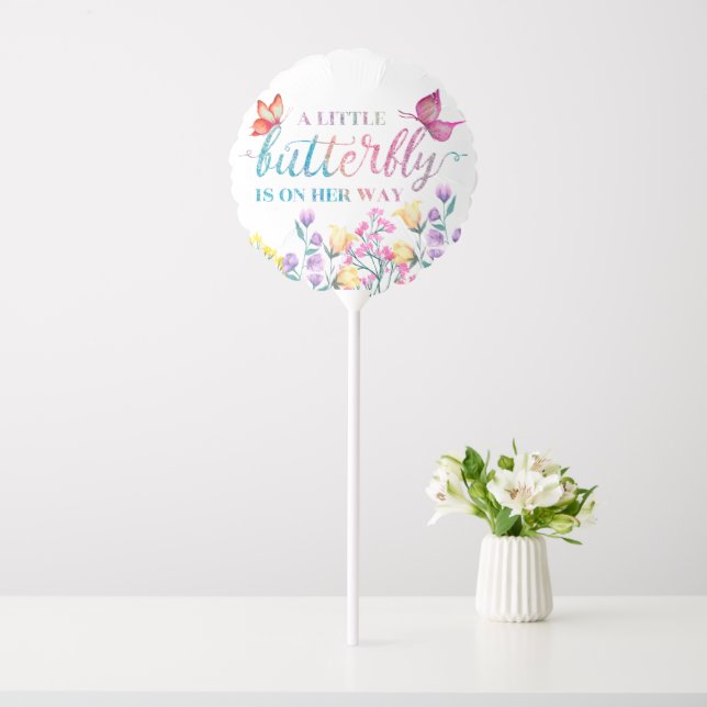 A Little Butterfly Floral Spring Baby Shower Balloon (In SItu)