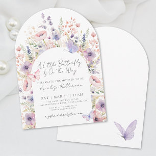 A Little Butterfly Floral Wildflower Baby Shower Invitation