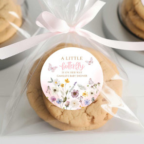 A little Butterfly Girl baby Shower Classic Round Sticker