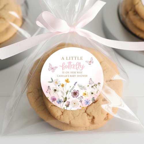 A little Butterfly Girl baby Shower Classic Round Sticker