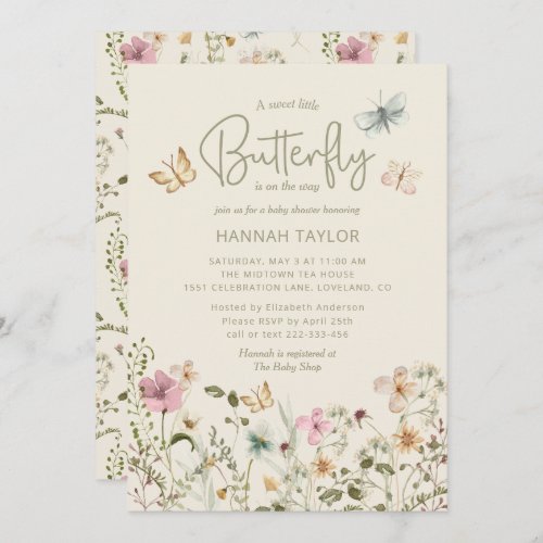 A Little Butterfly Girl Baby Shower Invitation