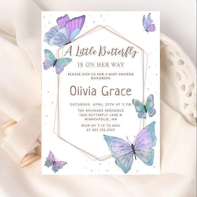 A Little Butterfly Girl Baby Shower Invitation (Creator Uploaded)