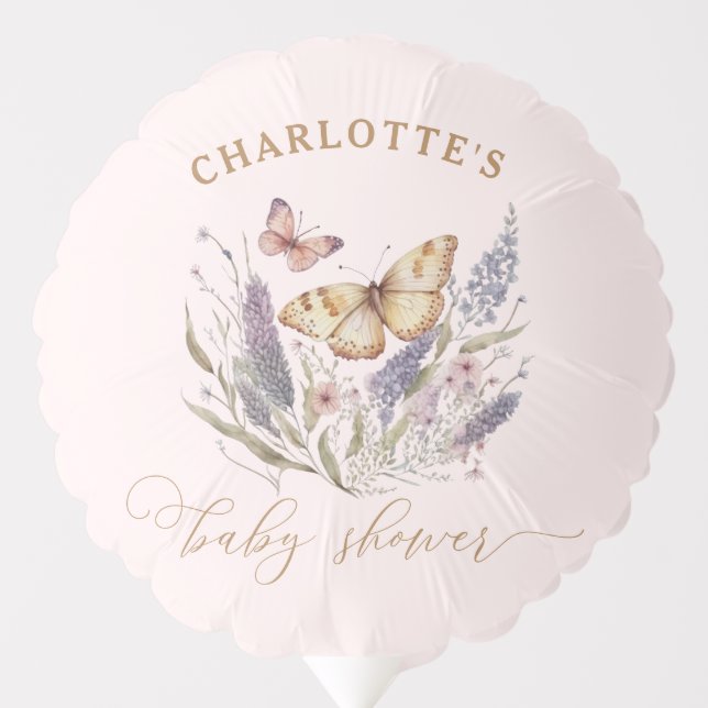 A Little Butterfly Is On Her Way Baby Shower Balloon (Front)