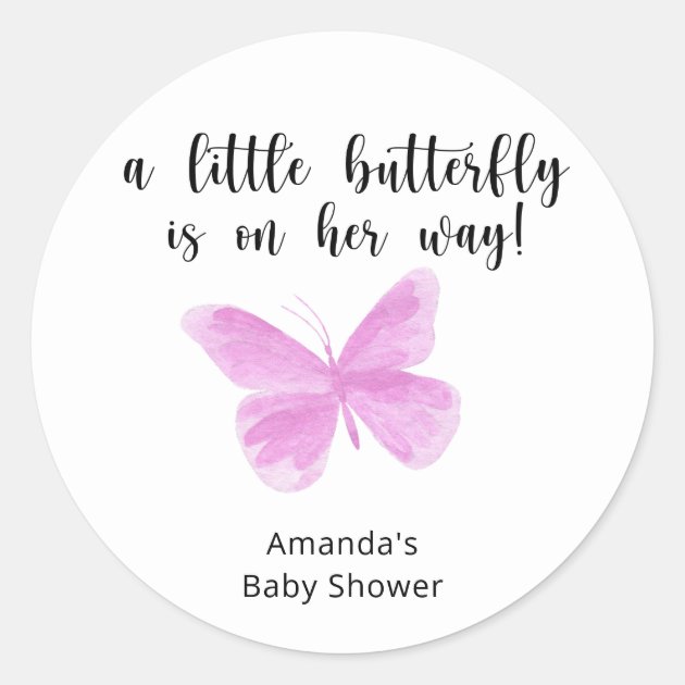 A Little Butterfly is on her way Baby Shower Classic Round Sticker