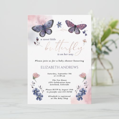 A Little Butterfly Is On Her Way Baby Shower Invitation