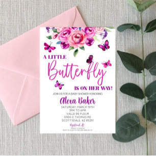 A Little Butterfly Is On Her Way Baby Shower Invitation