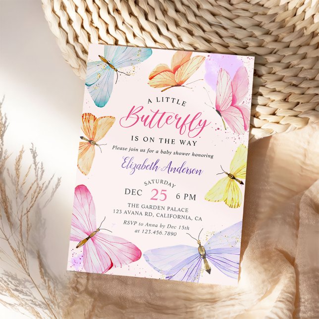 A Little Butterfly Is On Her Way Baby Shower Invitation (Creator Uploaded)