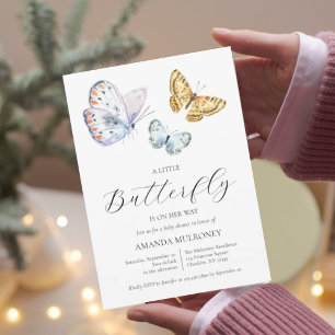 A Little Butterfly Is On Her Way Baby Shower Invitation