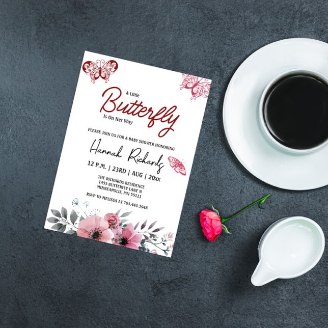 A Little Butterfly Is On Her Way Baby Shower Invitation (Creator Uploaded)