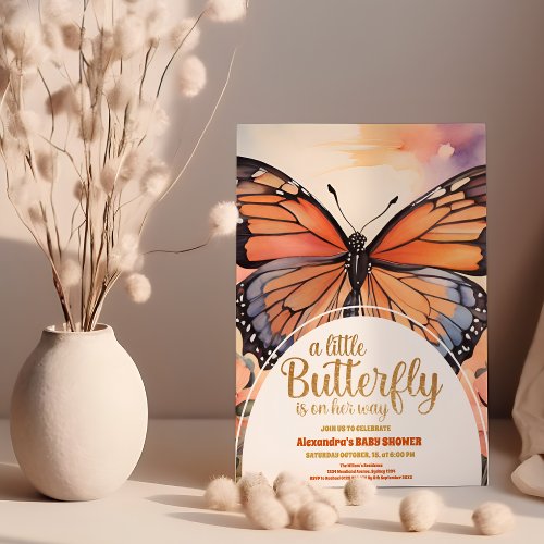 A Little Butterfly Is On Her Way Baby Shower  Invitation